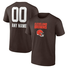 Cleveland Browns Personalized Name & Number Team Wordmark T-Shirt Brown - NFL