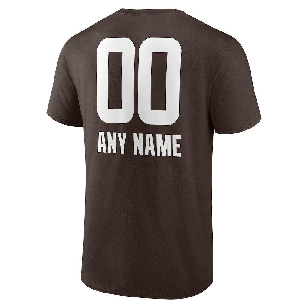 Cleveland Browns Personalized Name & Number Team Wordmark T-Shirt Brown - NFL