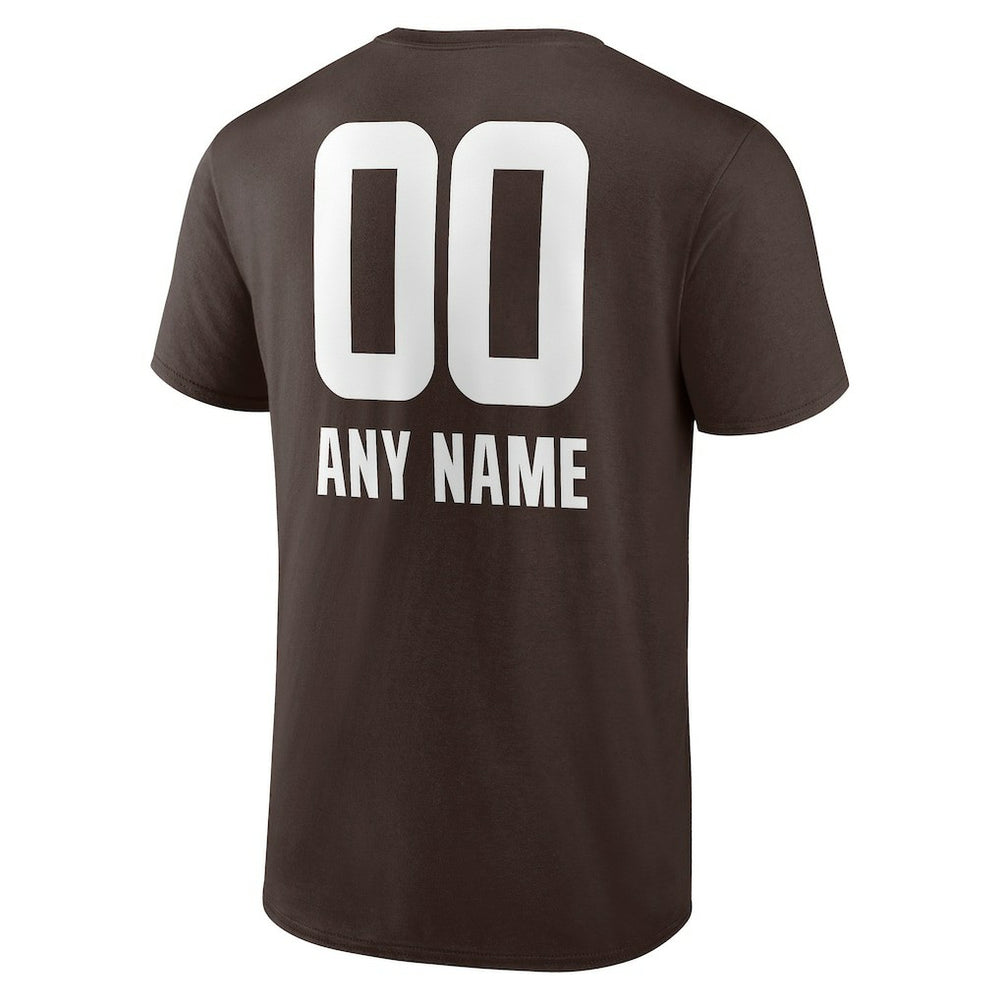 Cleveland Browns Personalized Name & Number Team Wordmark T-Shirt Brown - NFL