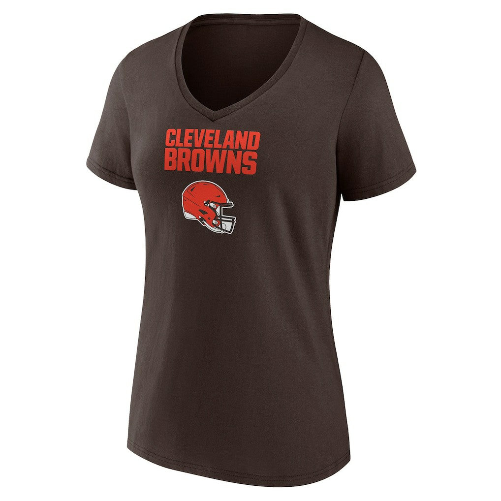 Cleveland Browns Women's Personalized Name & Number Team Wordmark V-Neck T-Shirt Brown - NFL