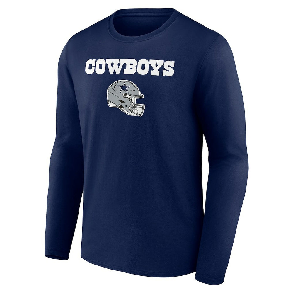 Dallas Cowboys Personalized Name & Number Team Wordmark Long Sleeve T-Shirt Navy - NFL