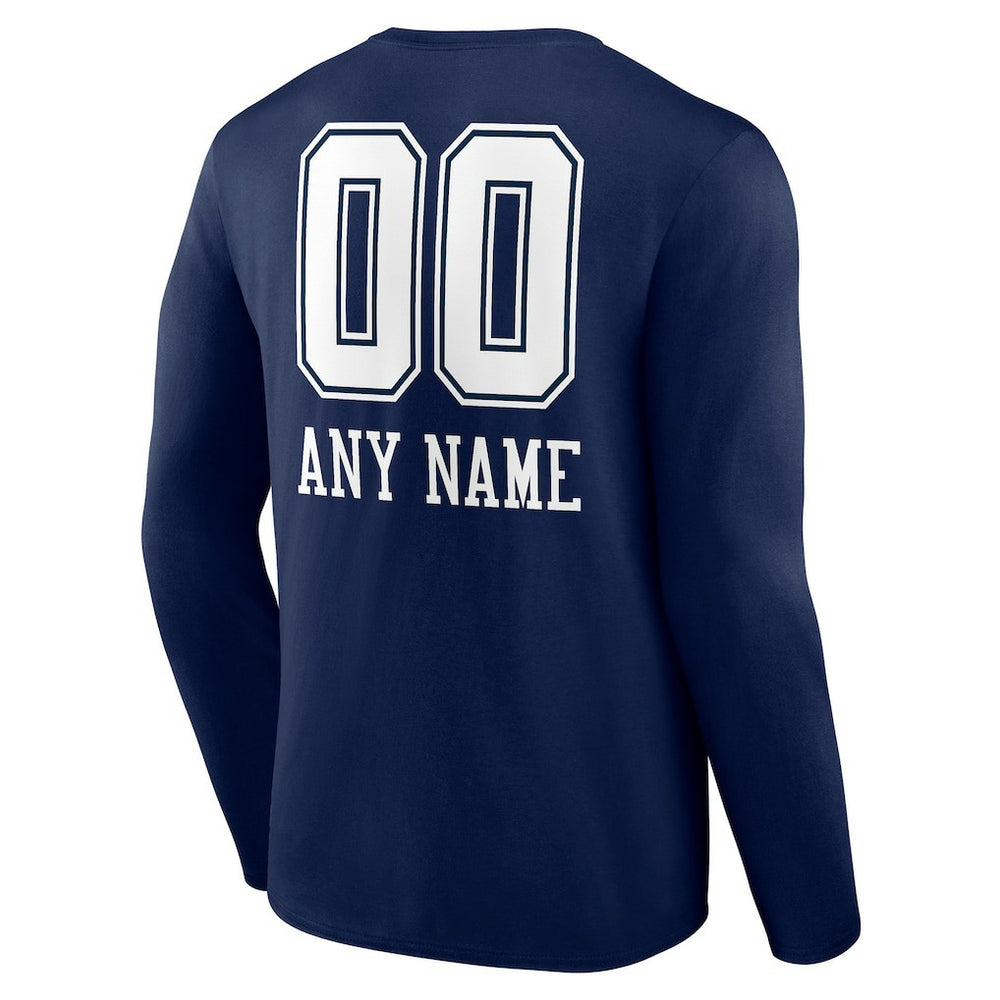 Dallas Cowboys Personalized Name & Number Team Wordmark Long Sleeve T-Shirt Navy - NFL