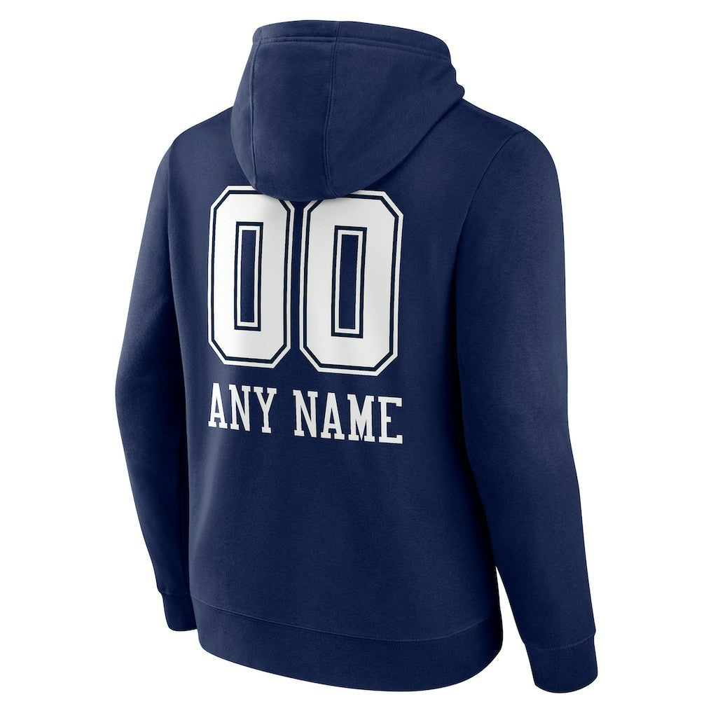 Dallas Cowboys Personalized Name & Number Team Wordmark Pullover Hoodie Navy - NFL