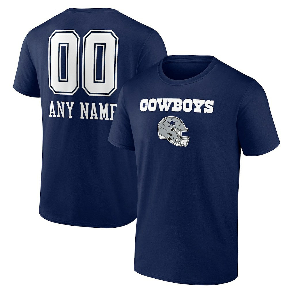 Dallas Cowboys Personalized Name & Number Team Wordmark T-Shirt Navy - NFL
