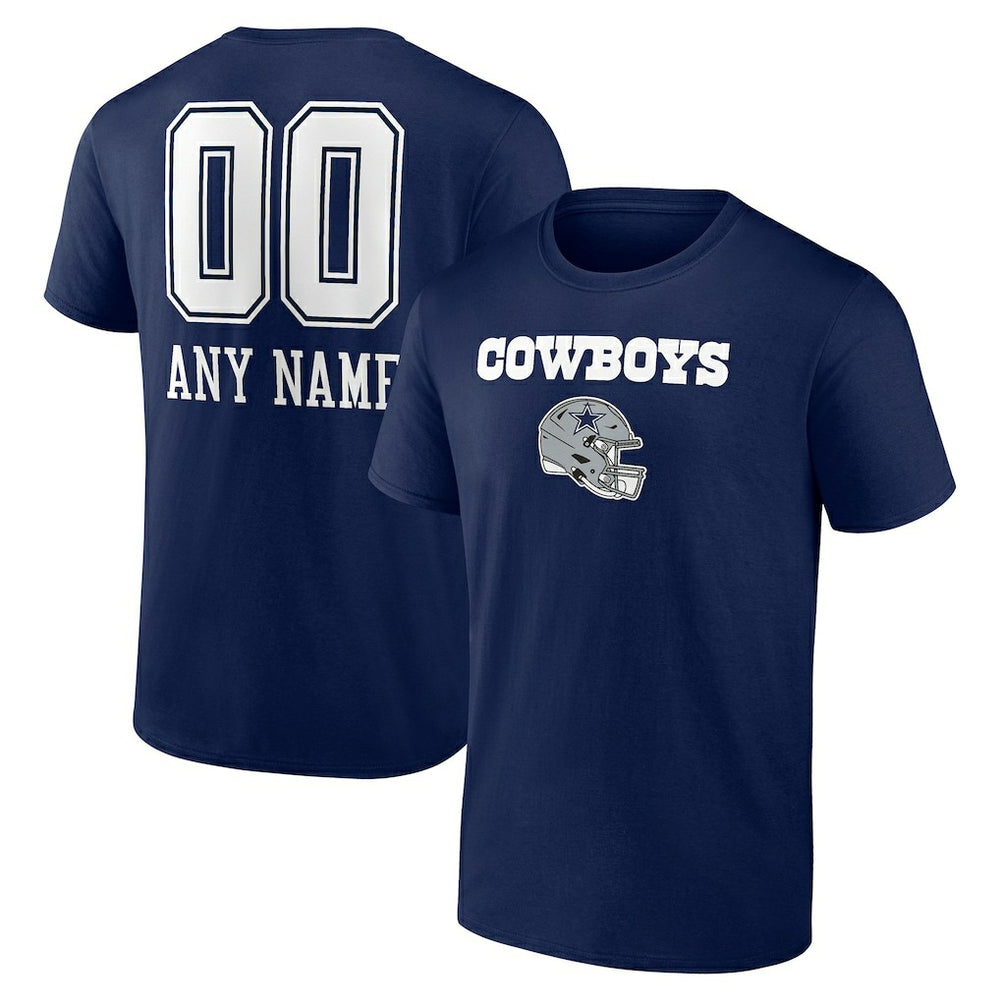 Dallas Cowboys Personalized Name & Number Team Wordmark T-Shirt Navy - NFL