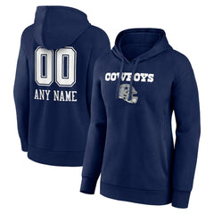 Dallas Cowboys Women's Personalized Name & Number Team Wordmark Pullover Hoodie Navy - NFL