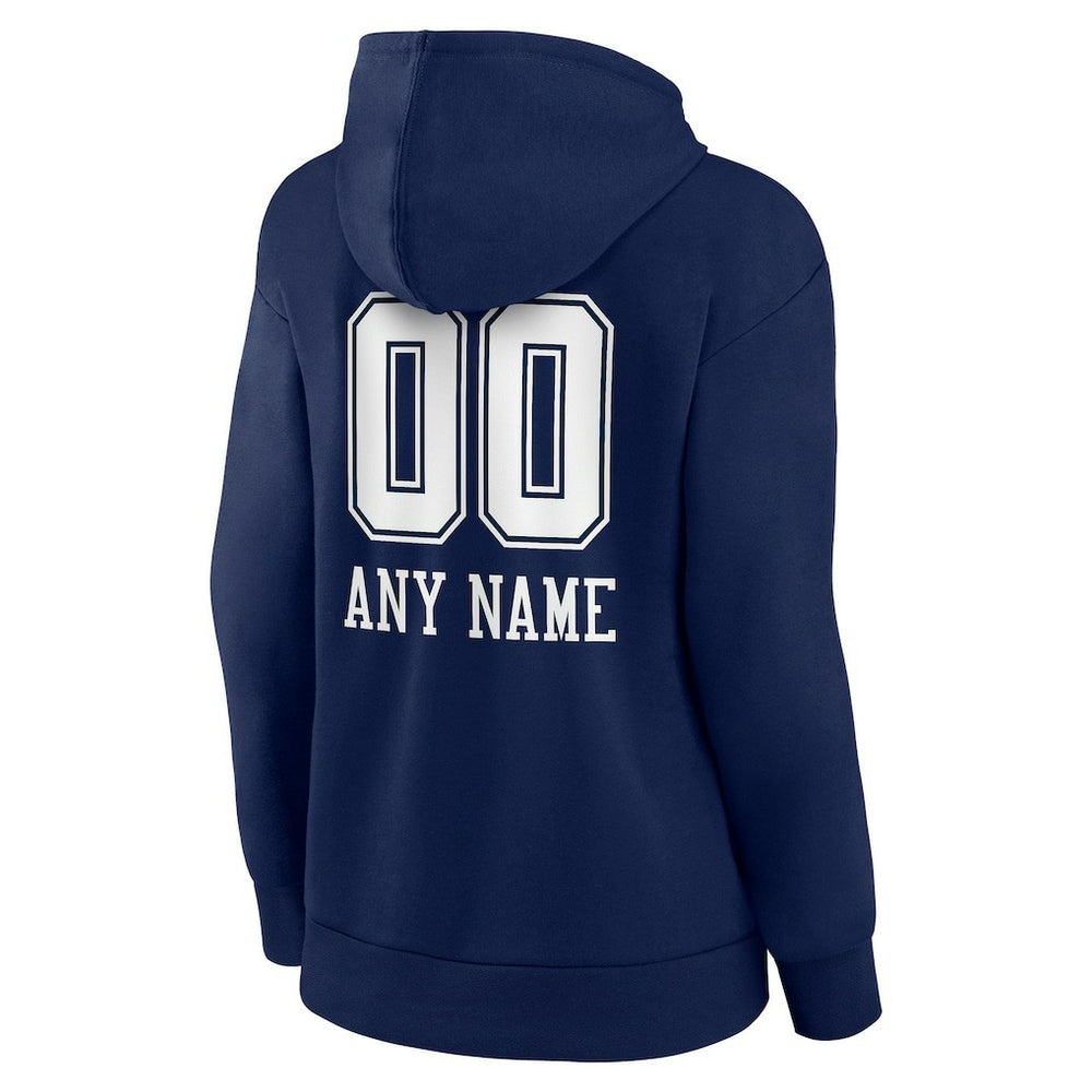 Dallas Cowboys Women's Personalized Name & Number Team Wordmark Pullover Hoodie Navy - NFL