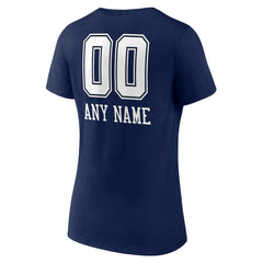 Dallas Cowboys Women's Personalized Name & Number Team Wordmark V-Neck T-Shirt Navy - NFL