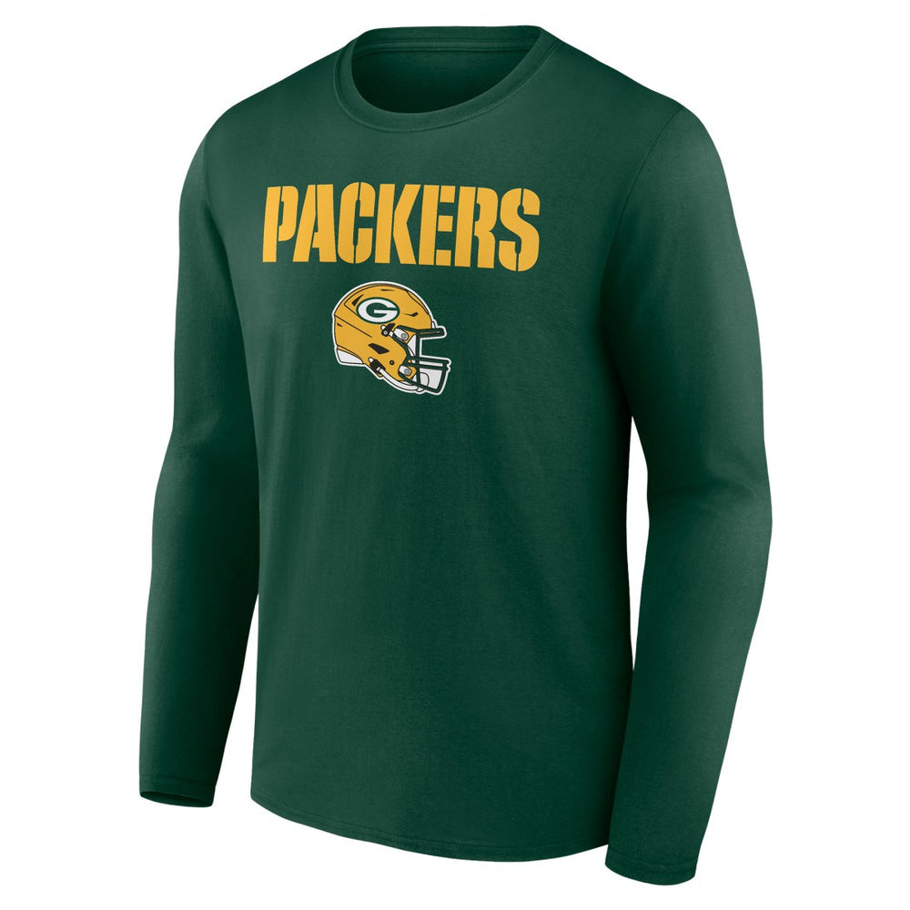 Green Bay Packers Personalized Name & Number Team Wordmark Long Sleeve T-Shirt Green - NFL