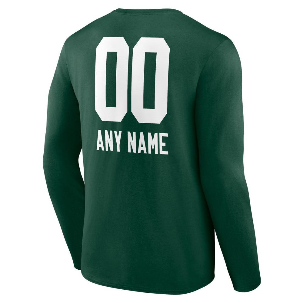 Green Bay Packers Personalized Name & Number Team Wordmark Long Sleeve T-Shirt Green - NFL