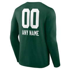 Green Bay Packers Personalized Name & Number Team Wordmark Long Sleeve T-Shirt Green - NFL