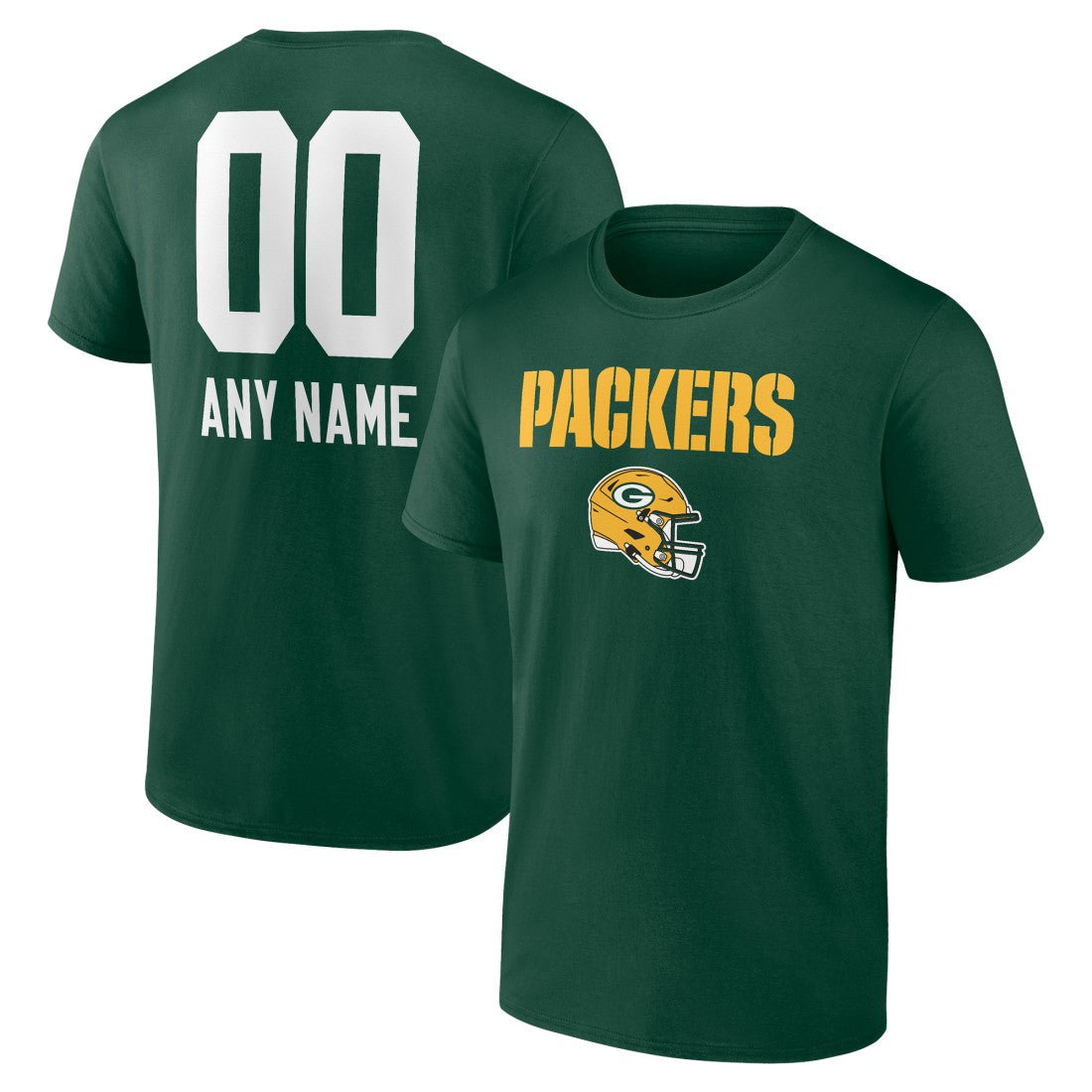 Green Bay Packers Personalized Name & Number Team Wordmark T-Shirt Green - NFL