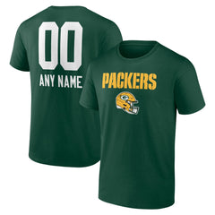 Green Bay Packers Personalized Name & Number Team Wordmark T-Shirt Green - NFL