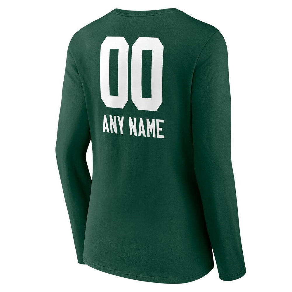 Green Bay Packers Women's Personalized Name & Number Team Wordmark Long Sleeve V-Neck T-Shirt Green - NFL