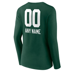 Green Bay Packers Women's Personalized Name & Number Team Wordmark Long Sleeve V-Neck T-Shirt Green - NFL