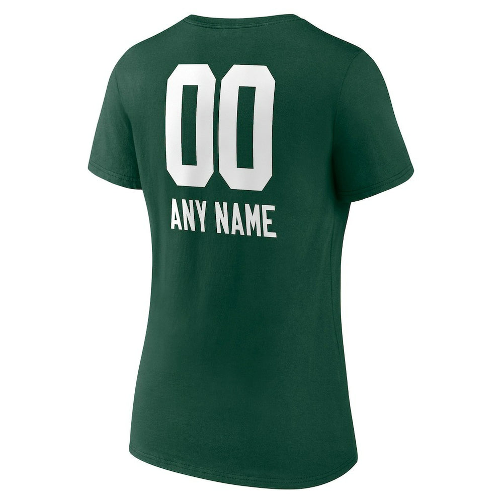 Green Bay Packers Women's Personalized Name & Number Team Wordmark V-Neck T-Shirt Green - NFL