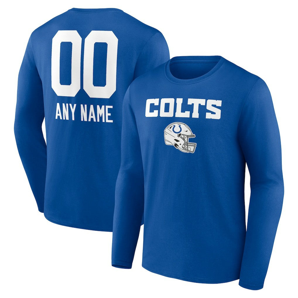 Indianapolis Colts Personalized Name & Number Team Wordmark Long Sleeve T-Shirt Royal - NFL