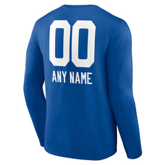 Indianapolis Colts Personalized Name & Number Team Wordmark Long Sleeve T-Shirt Royal - NFL