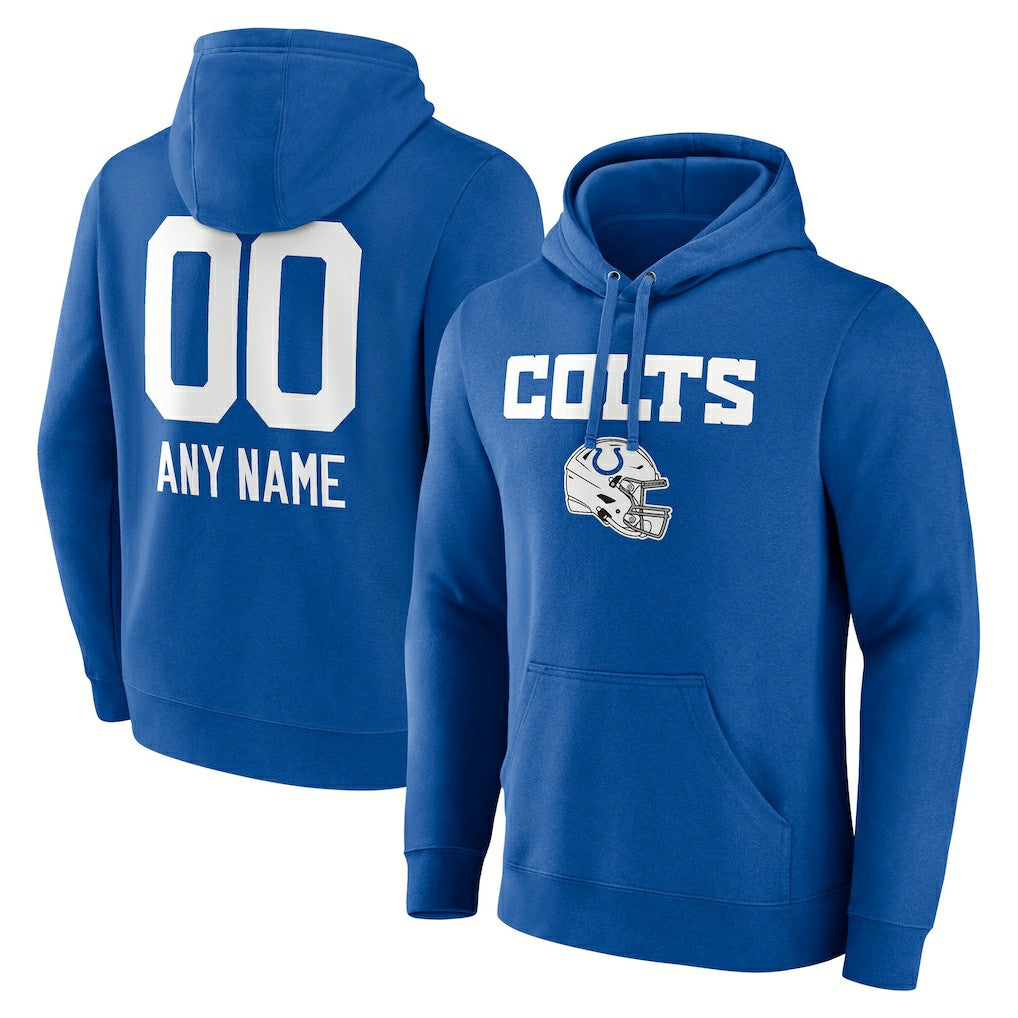 Indianapolis Colts Personalized Name & Number Team Wordmark Pullover Hoodie Royal - NFL