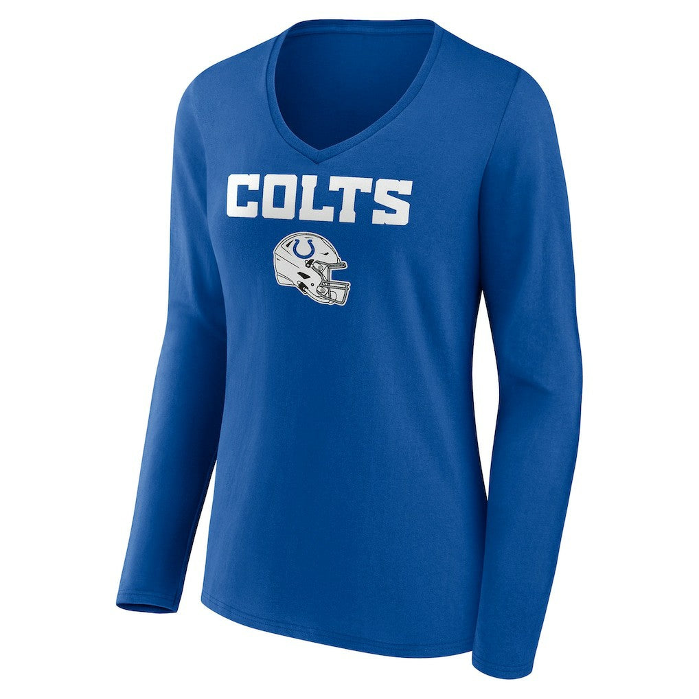 Indianapolis Colts Women's Personalized Name & Number Team Wordmark Long Sleeve V-Neck T-Shirt Royal - NFL