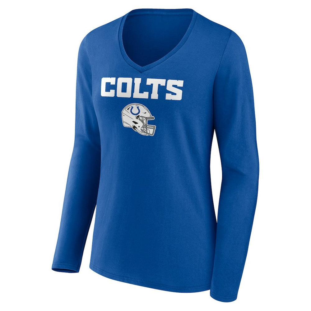 Indianapolis Colts Women's Personalized Name & Number Team Wordmark Long Sleeve V-Neck T-Shirt Royal - NFL