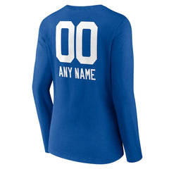 Indianapolis Colts Women's Personalized Name & Number Team Wordmark Long Sleeve V-Neck T-Shirt Royal - NFL