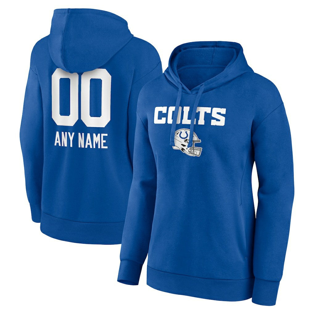 Indianapolis Colts Women's Personalized Name & Number Team Wordmark Pullover Hoodie Royal - NFL