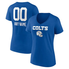 Indianapolis Colts Women's Personalized Name & Number Team Wordmark V-Neck T-Shirt Royal - NFL