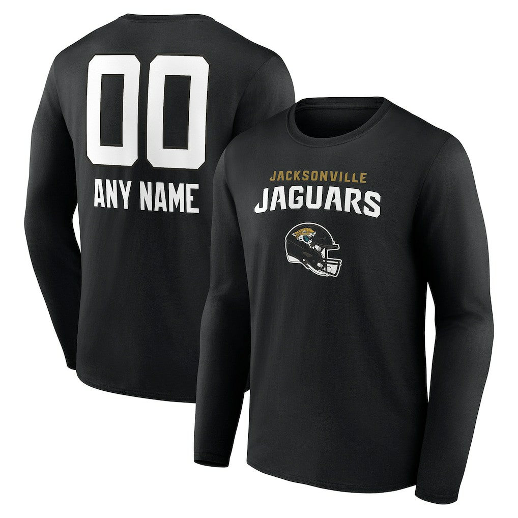 Jacksonville Jaguars Personalized Name & Number Team Wordmark Long Sleeve T-Shirt Black - NFL