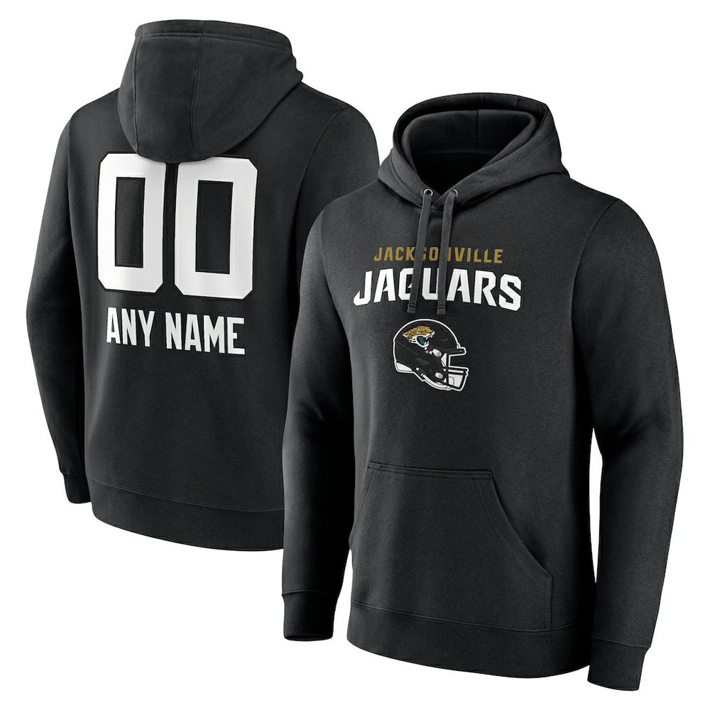 Jacksonville Jaguars Personalized Name & Number Team Wordmark Pullover Hoodie Black - NFL
