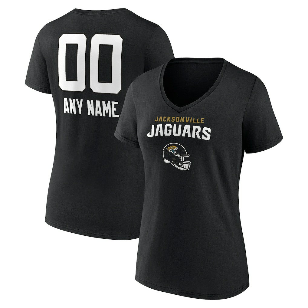 Jacksonville Jaguars Women's Personalized Name & Number Team Wordmark V-Neck T-Shirt Black - NFL