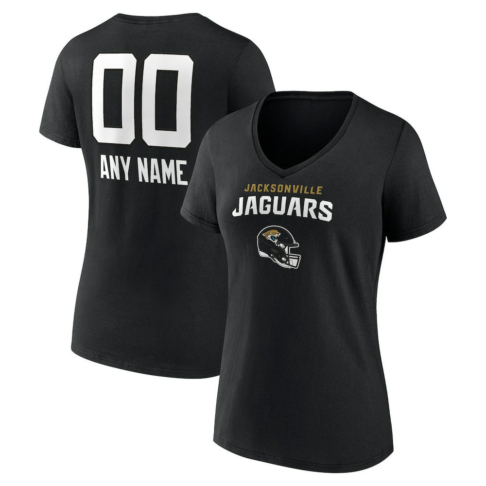 Jacksonville Jaguars Women's Personalized Name & Number Team Wordmark V-Neck T-Shirt Black - NFL