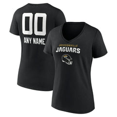 Jacksonville Jaguars Women's Personalized Name & Number Team Wordmark V-Neck T-Shirt Black - NFL