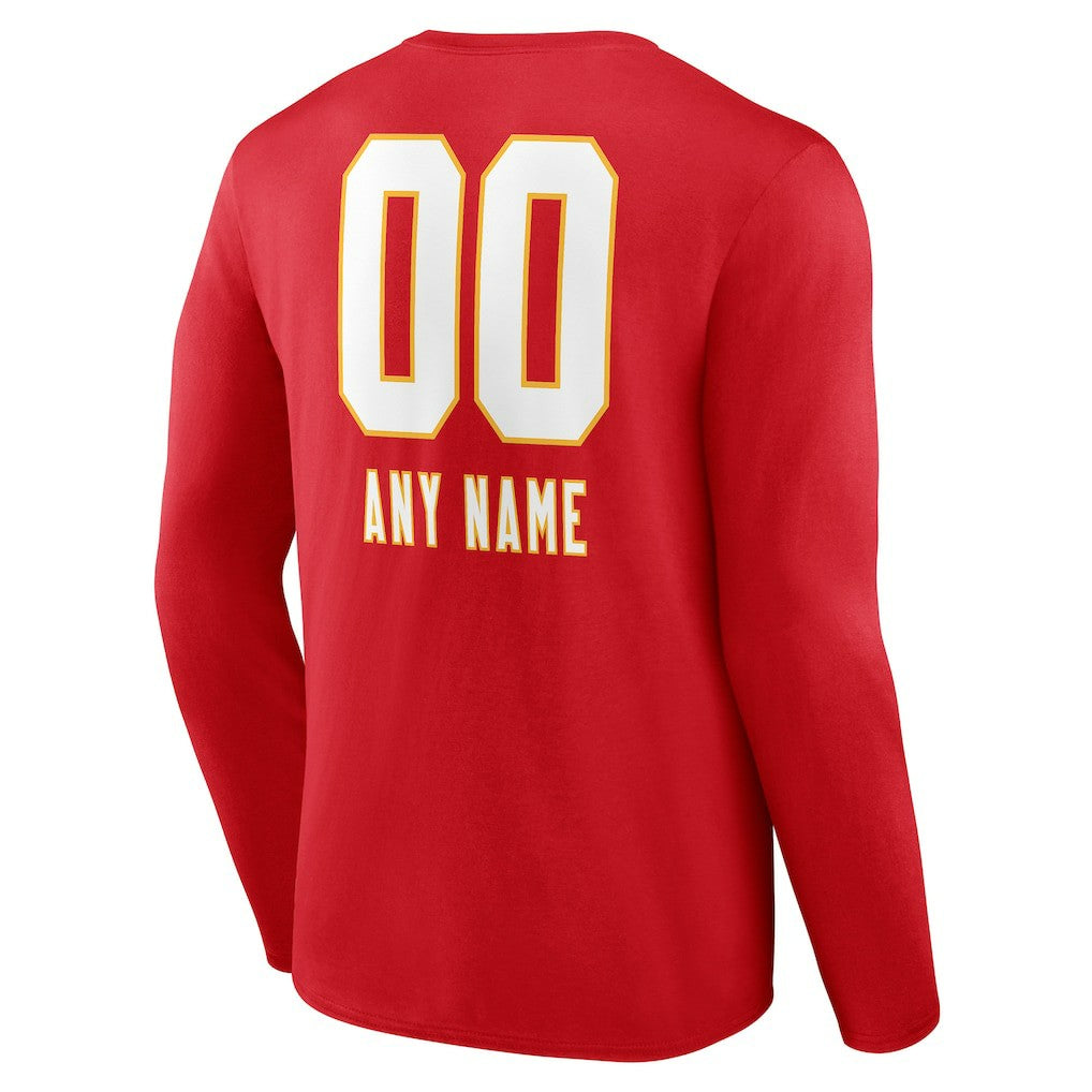 Kansas City Chiefs Personalized Name & Number Team Wordmark Long Sleeve T-Shirt Red - NFL