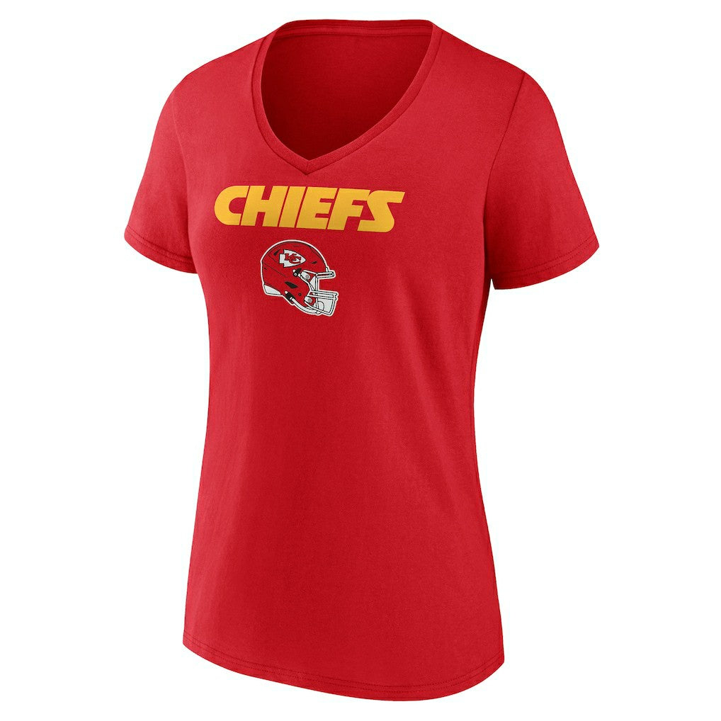 Kansas City Chiefs Women's Personalized Name & Number Team Wordmark V-Neck T-Shirt Red - NFL