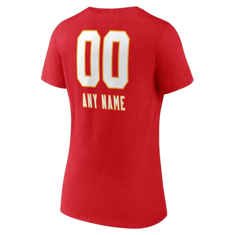 Kansas City Chiefs Women's Personalized Name & Number Team Wordmark V-Neck T-Shirt Red - NFL