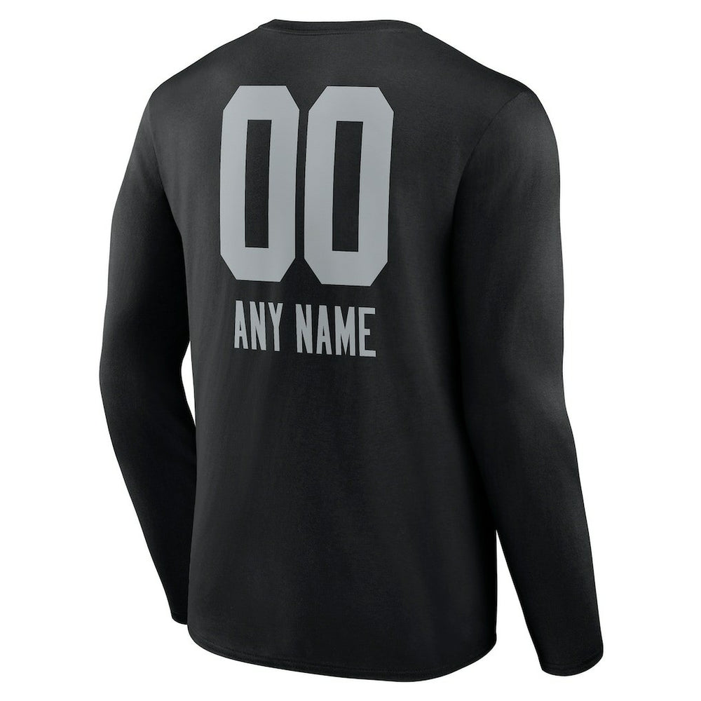 Las Vegas Raiders Personalized Name & Number Team Wordmark Long Sleeve T-Shirt Black - NFL