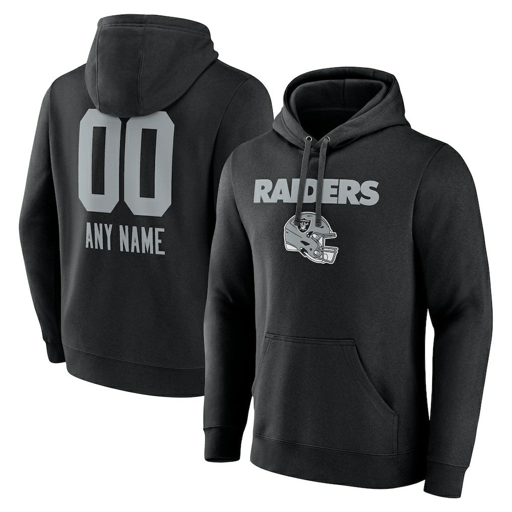 Las Vegas Raiders Personalized Name & Number Team Wordmark Pullover Hoodie Black - NFL