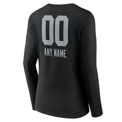 Las Vegas Raiders Women's Personalized Name & Number Team Wordmark Long Sleeve V-Neck T-Shirt Black - NFL