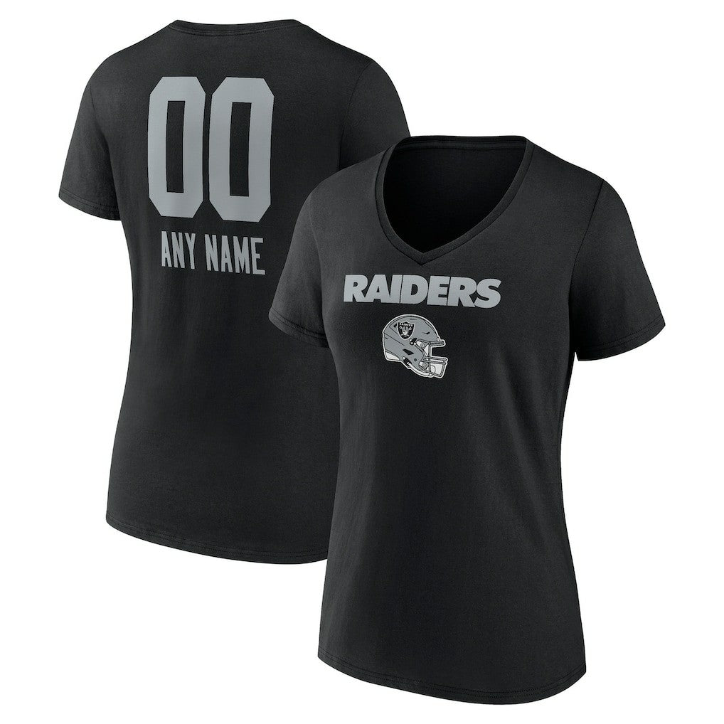 Las Vegas Raiders Women's Personalized Name & Number Team Wordmark V-Neck T-Shirt Black - NFL