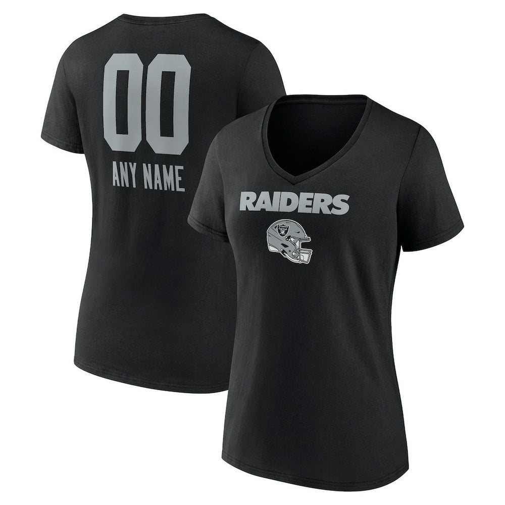 Las Vegas Raiders Women's Personalized Name & Number Team Wordmark V-Neck T-Shirt Black - NFL