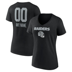 Las Vegas Raiders Women's Personalized Name & Number Team Wordmark V-Neck T-Shirt Black - NFL