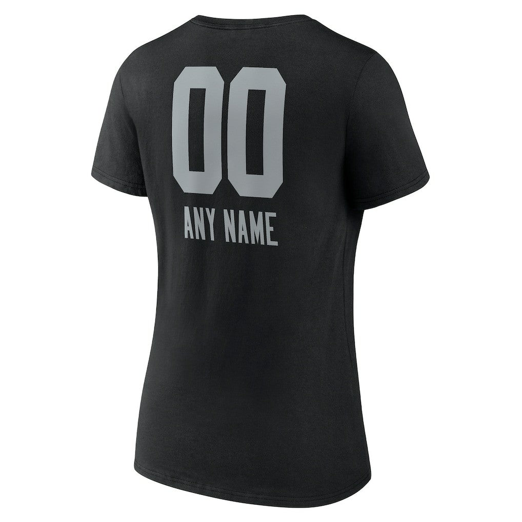Las Vegas Raiders Women's Personalized Name & Number Team Wordmark V-Neck T-Shirt Black - NFL