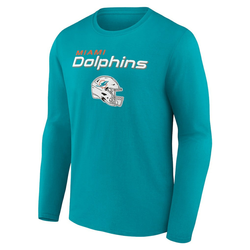 Miami Dolphins Personalized Name & Number Team Wordmark Long Sleeve T-Shirt Aqua - NFL