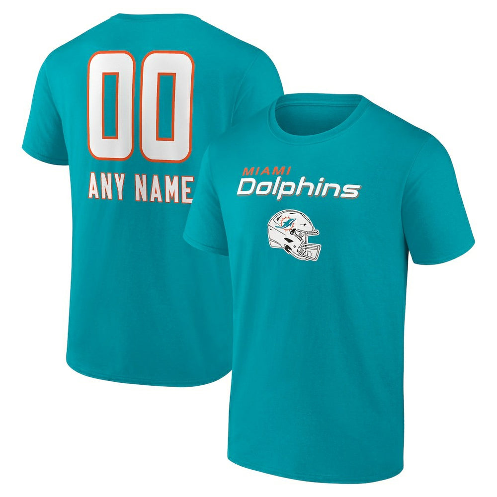 Miami Dolphins Personalized Name & Number Team Wordmark T-Shirt Aqua - NFL