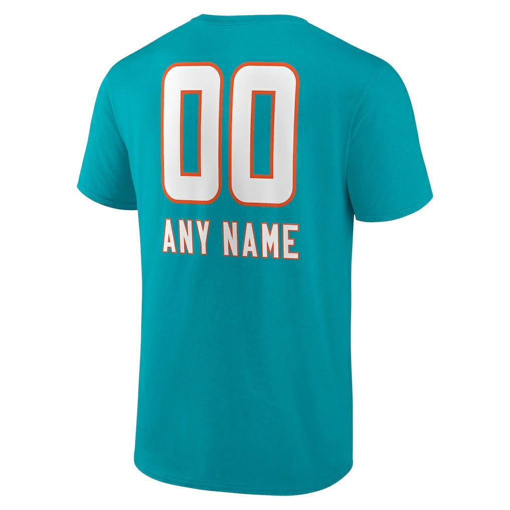 Miami Dolphins Personalized Name & Number Team Wordmark T-Shirt Aqua - NFL