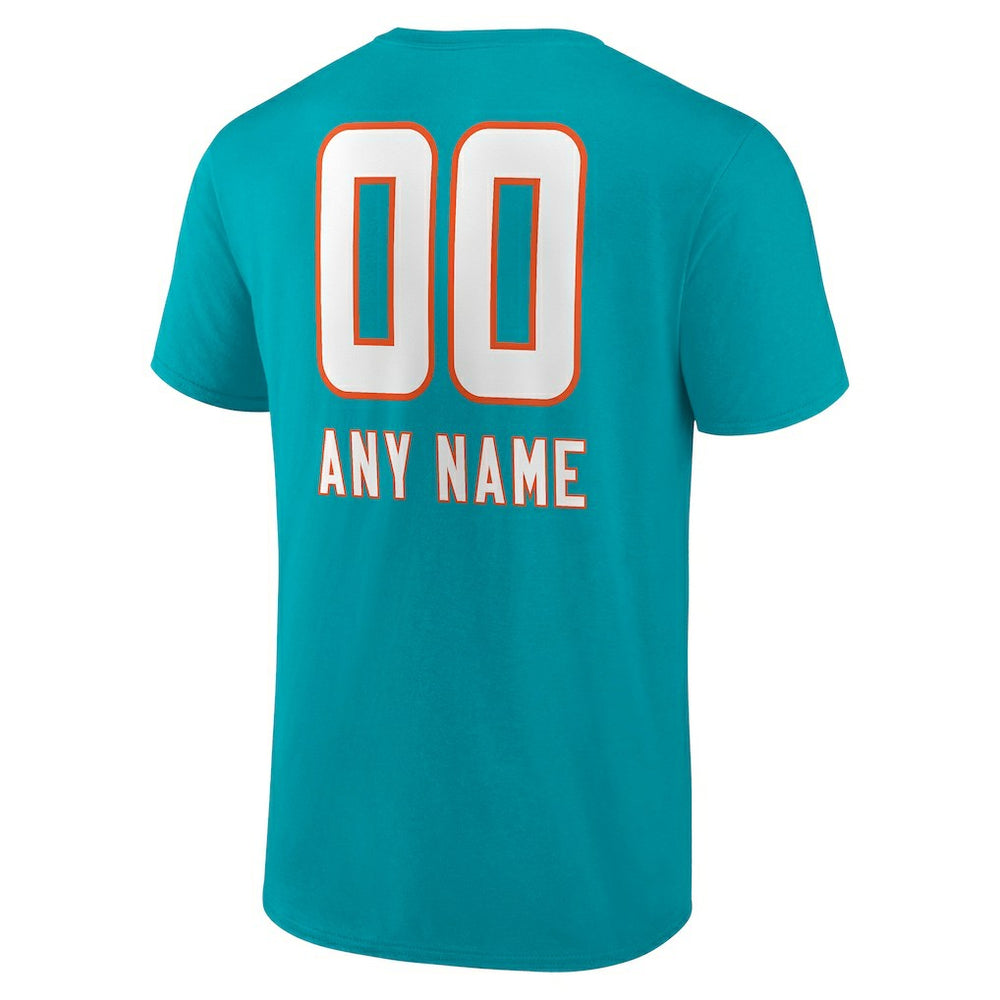 Miami Dolphins Personalized Name & Number Team Wordmark T-Shirt Aqua - NFL