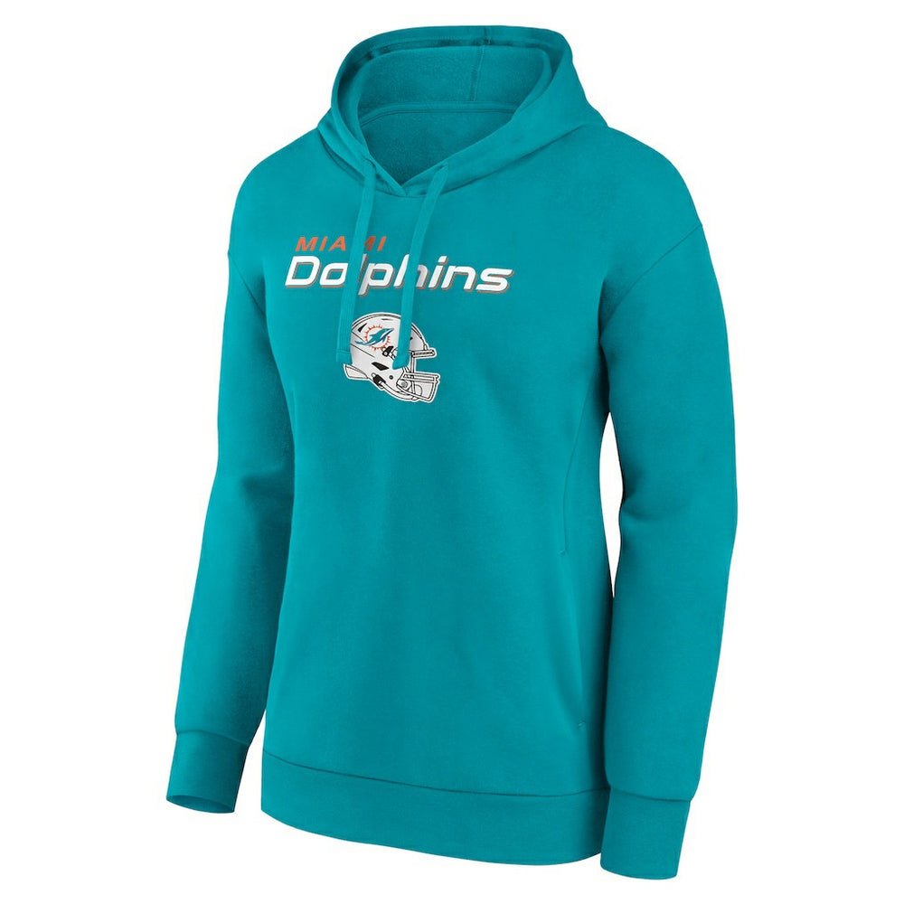 Miami Dolphins Women's Personalized Name & Number Team Wordmark Pullover Hoodie Aqua - NFL