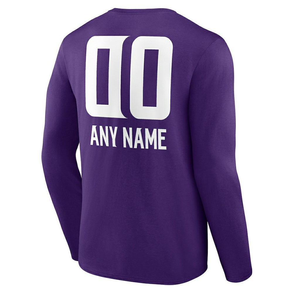 Minnesota Vikings Personalized Name & Number Team Wordmark Long Sleeve T-Shirt Purple - NFL