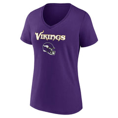 Minnesota Vikings Women's Personalized Name & Number Team Wordmark V-Neck T-Shirt Purple - NFL
